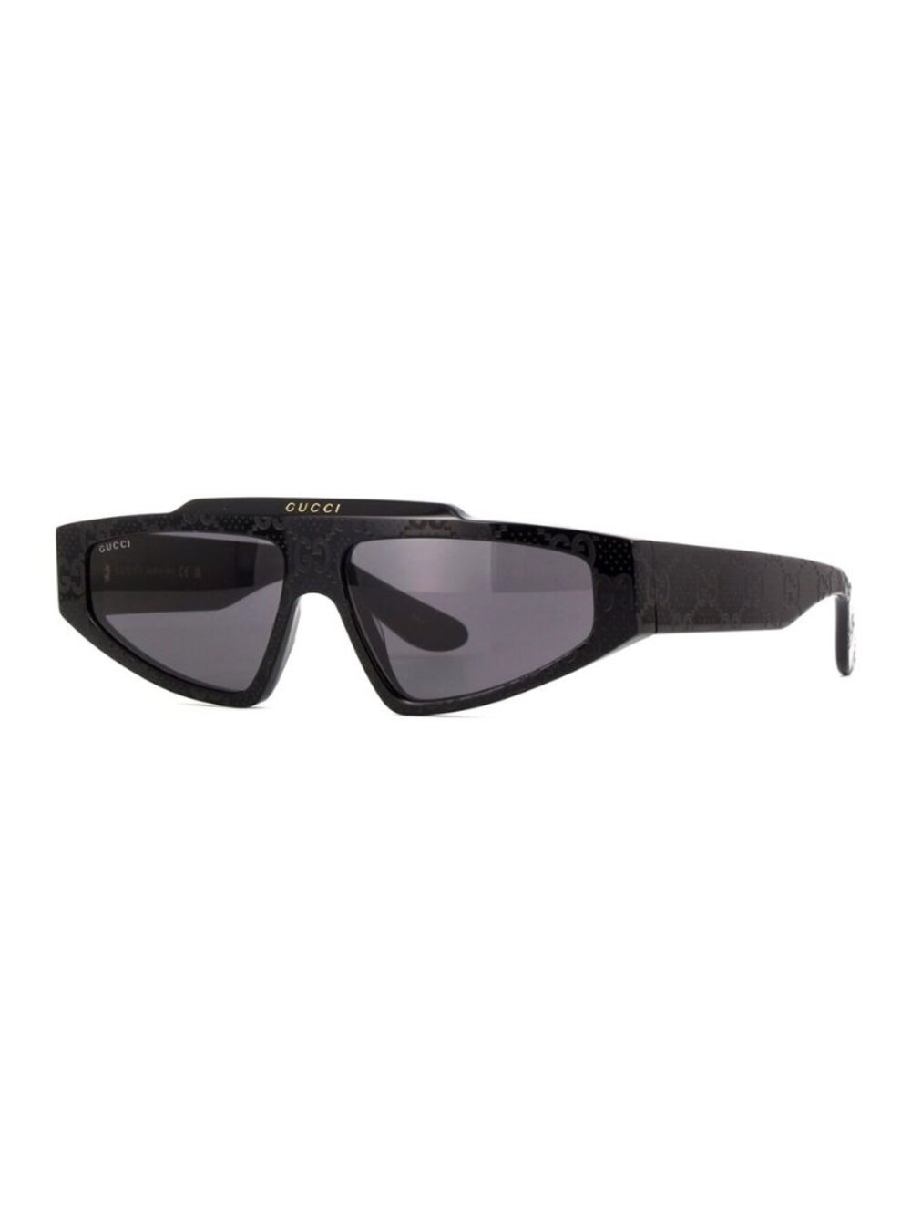 New Authentic Gucci Women's Shiny Black with Logo Pattern Rectangle Acetate Sung